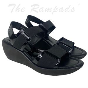 Donald J. Pliner Black Nona Patent Wedge Sandal Size Women's 8.5